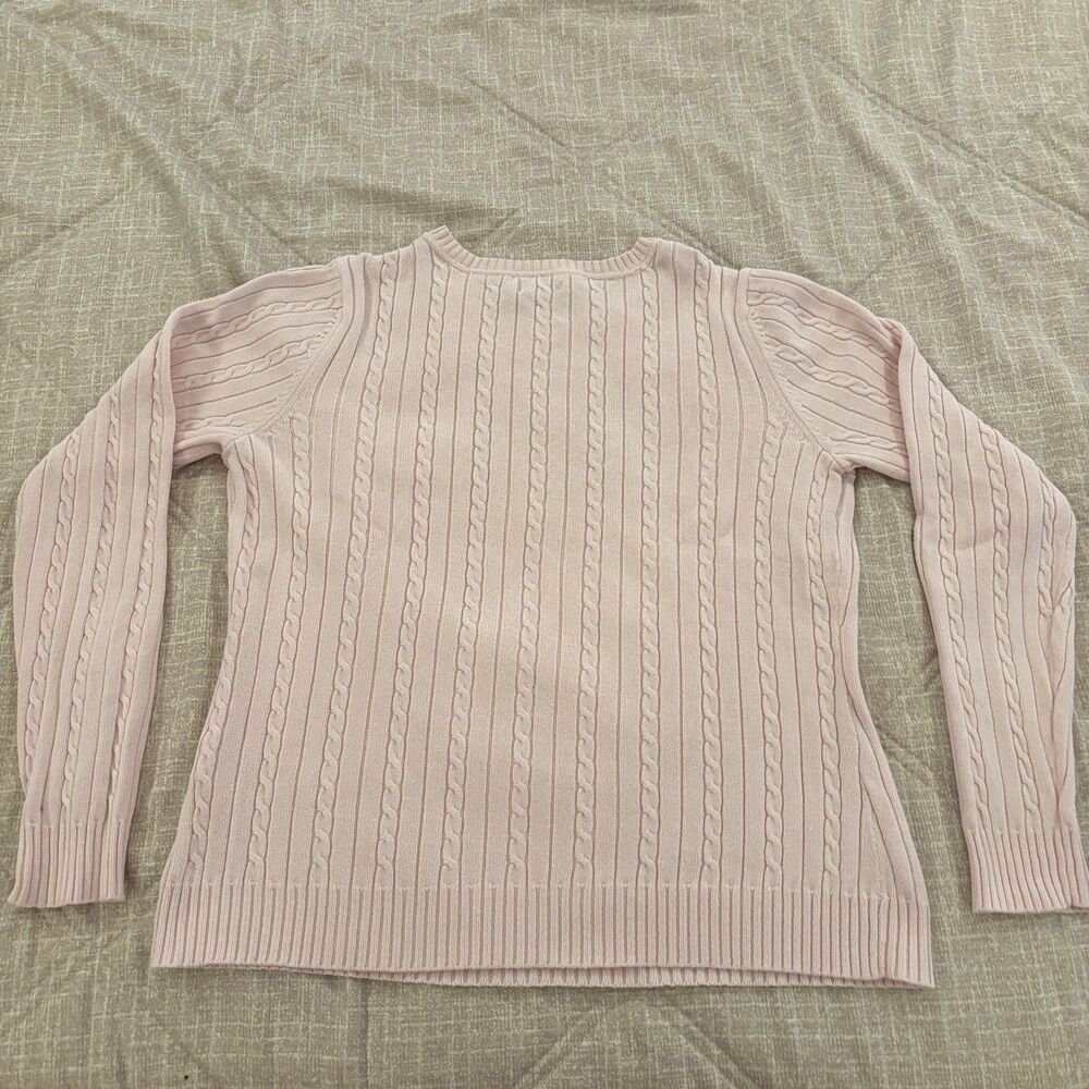IZOD Pink Cable Knit Long Sleeve Cotton Sweater Women's Size Small S